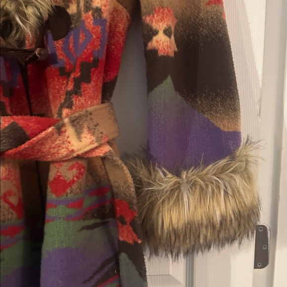 Tasha Polizzi Fur Trim Patterned Coat - Picture 7 of 8